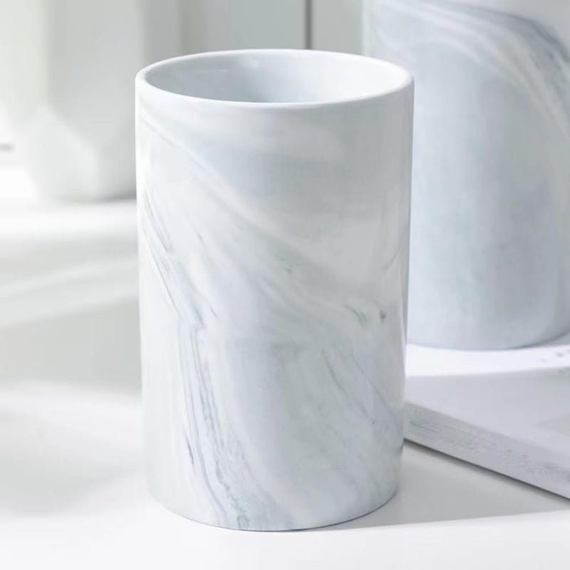 RabyLeo Marble ceramic mug, creative toothbrush holder, simple drinking cup. (Grey) - Image 3